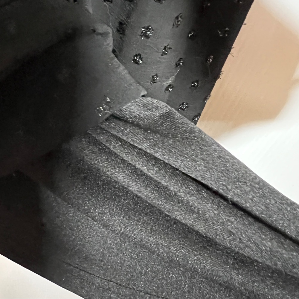 MODCLOTH Sparkling Black Fit & Flare Dress. Bodice has pleats, chocker, Size L - Picture 9 of 12